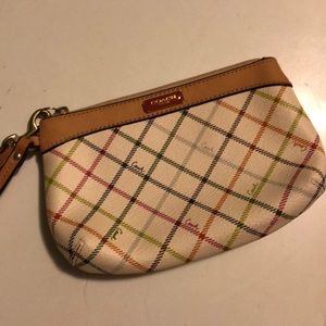 Coach small zip wristlet Tattersall Plaid
